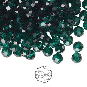 Bead 576pk emerald, Preciosa Czech crystal 5mm round