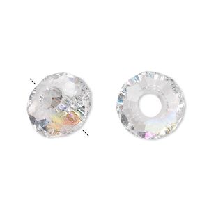 Bead 12pk 32 facets clear AB, Celestial Crystal&reg; Dione&reg; 14x8mm rondelle