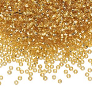 Seed bead, Preciosa Ornela Czech glass, pkg/500g, #11 rocaille, transparent silver-lined light topaz, (17020).