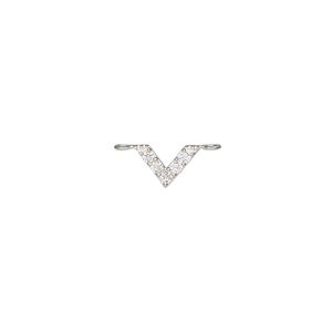 Connector, sterling silver and cubic zirconia, clear, 9x6mm flat V. Sold individually.