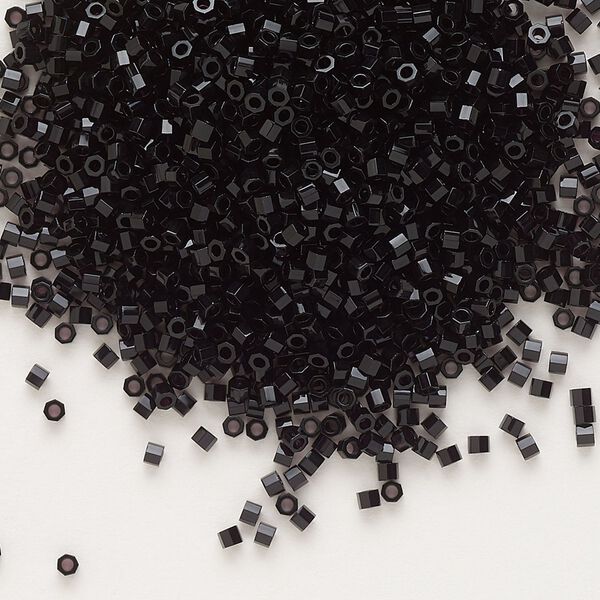 Seed bead, Delica&reg;, glass, pkg/50g, #11 cut, opaque black (DBC-0010). image number 0