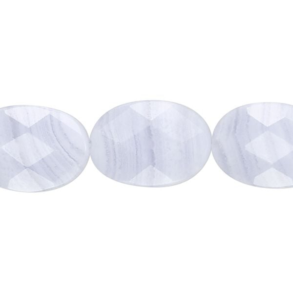 Blue lace agate 1pkg1, faceted oval bead natural 8 inch 18x13mm image number 0