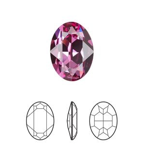 Fancy stone 1pk dark rose foil back, Crystal Passions&reg; 18x13mm oval 4120