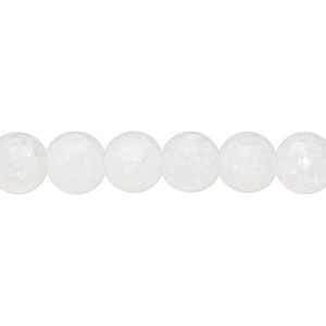 Bead, crackle glass, opaque matte white, 8mm round. Sold per 15-1/2" to 16" strand.