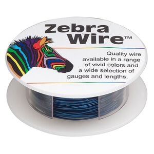 Wire, Zebra Wire&trade;, color-coated copper, sapphire blue, round, 24 gauge. Sold per 20-yard spool.