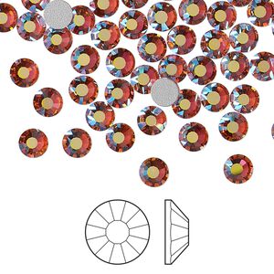 Flat back 144pk rose peach AB foil back, Preciosa VIVA 12&reg; Czech crystal rhinestone 4.6-4.8mm chaton rose round SS20