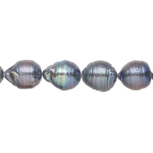 Freshwater pearl 1pkg1, freeform, 15.5-16 inch mystic blue 8-9mm cultured