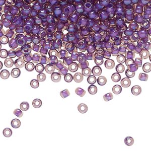 Seed bead, TOHO BEADS&reg;, glass, pkg/250g, #8 round, opaque rainbow purple-lined rosaline (TR-08-928).