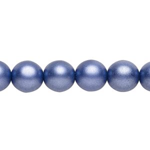Bead, Czech glass druk, opaque satin dark purple, 10mm round. Sold per 15-1/2" to 16" strand.