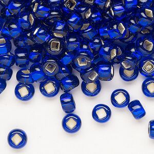 Seed bead, Preciosa Ornela, glass, transparent silver-lined blue, #2 rocaille with square hole. Sold per 50-gram pkg.