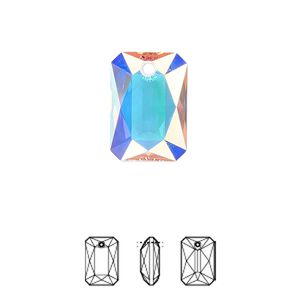 Drop 24pk crystal AB, Swarovski&reg; 16x11.5mm pendant emerald cut 6435