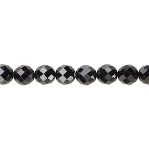Black tourmaline 1pkg1, faceted round bead natural B+ grade, 15.5-16 inch 6mm