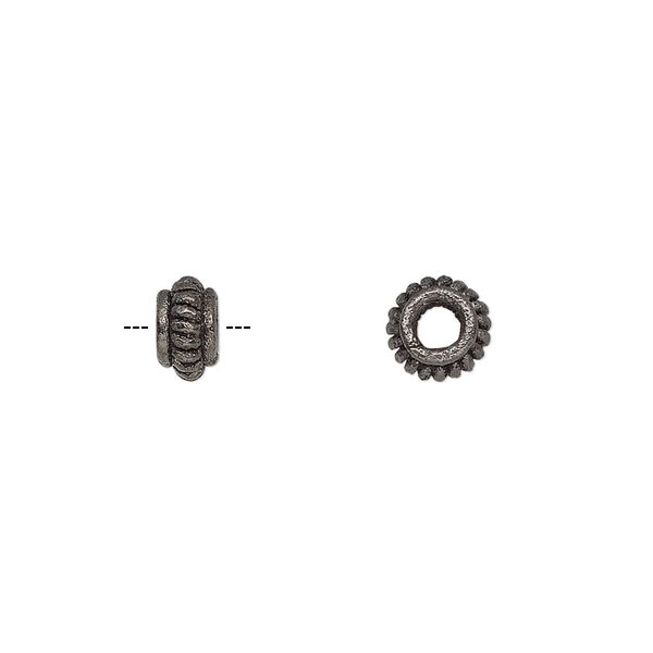 Bead 1pkg20 gunmetal-plated, 7x4mm corrugated rondelle, copper image number 0