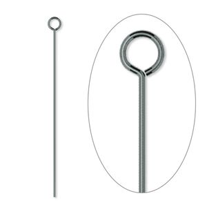 Eye pin 1pkg100 gunmetal-plated, 1.5 inch, 24 gauge brass