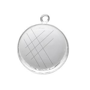 Drop, fine silver, 25mm round bezel cup setting with open loop. Sold individually.