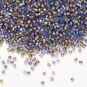Seed bead, Miyuki Delica&reg;, glass, pkg/250g, #11 round, transparent inside dyed color purple/bronze mix (DB0986).