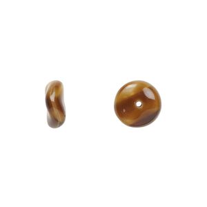 Bead, Czech pressed glass, gold/black, 10x4mm rondelle. Sold per 15" to 16" strand.