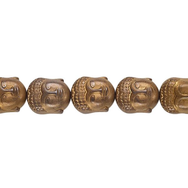 Hemalyke&trade; 1pkg1, matte electroplated Buddha head bead 15.5-16 inch 10x9mm image number 0