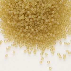 Seed bead, Delica&reg; 1pkg7.5g glass, #11 round, translucent matte saffron light topaz / outside dyed (DB-0771)