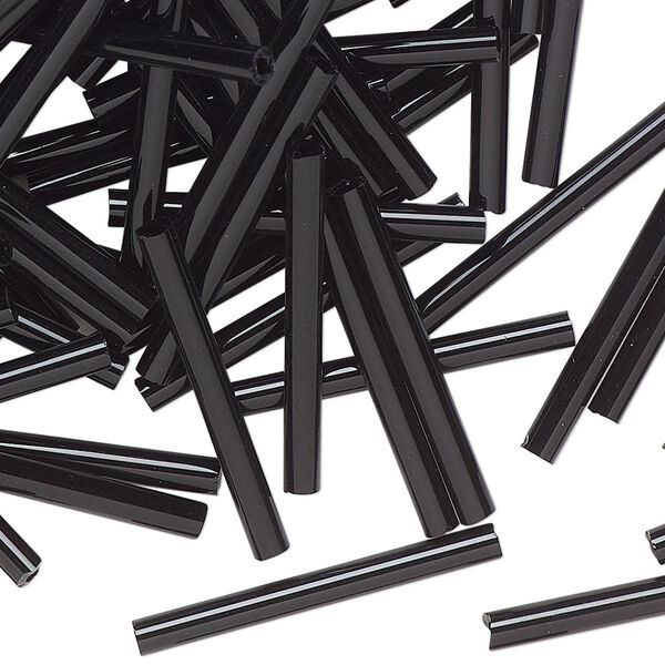 Bugle bead Preciosa Ornela Czech glass 1pk500g, 1 inch, opaque black 23980 image number 0