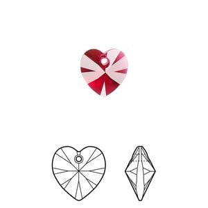 Drop 4pk scarlet, Crystal Passions&reg; 10mm pendant heart 6228