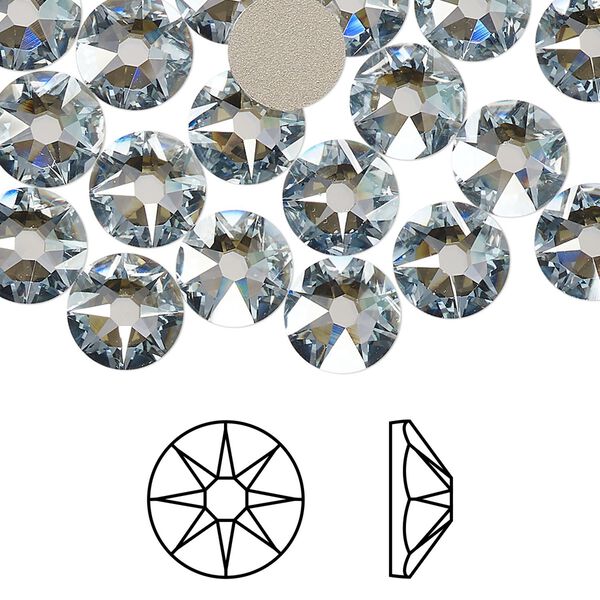 Flat back 144pk crystal blue shade foil back, Swarovski&reg; 8.412-8.672mm rose round SS40 2088 image number 0