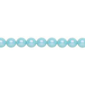 Pearl 100pk iridescent light turquoise, Crystal Passions&reg; 5mm round 5810