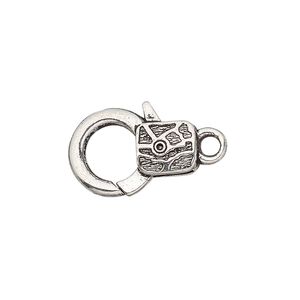 Clasp lobster claw 1pkg8 silver-plated "pewter" (zinc alloy), 19.5x13mm double-sided, antique 1-strand