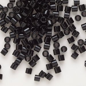 Seed bead, Delica&reg;, glass, pkg/7.5g, #8 round, opaque black (DBL-0010).
