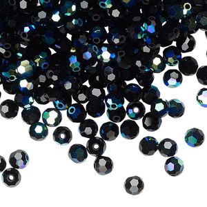 Bead 720pk jet AB, Preciosa Czech crystal 4mm round