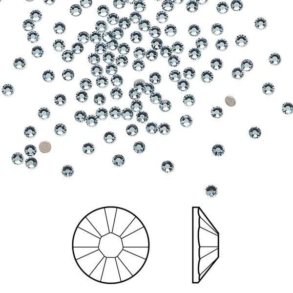 Flat back 1440pk aquamarine foil back, Swarovski&reg; 1.7-1.9mm rose round SS5 2058 image number 0