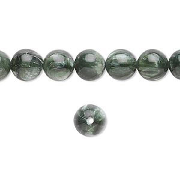 Seraphinite 1pkg1, round bead natural 15.5-16 inch 8mm image number 0