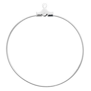 Beading hoop, silver-plated brass, 40mm round with loop. Sold per pkg of 10.