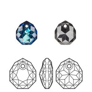 Drop 1pk crystal Bermuda blue, Crystal Passions&reg; 11.5x10mm pendant majestic 6436