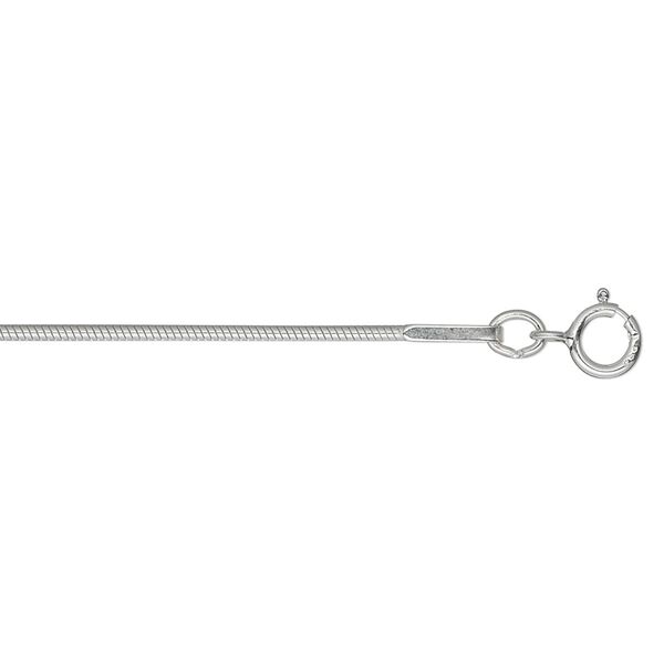 Chain 1pkg1 sterling silver snake, 1mm / springring clasp, Gossamer&trade; 18 inch image number 0