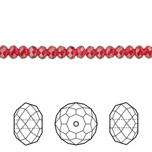 Bead 720pk scarlet, Swarovski&reg; 4x3mm rondelle 5040