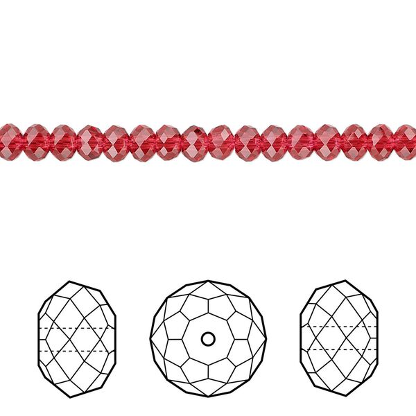 Bead 720pk scarlet, Swarovski&reg; 4x3mm rondelle 5040 image number 0