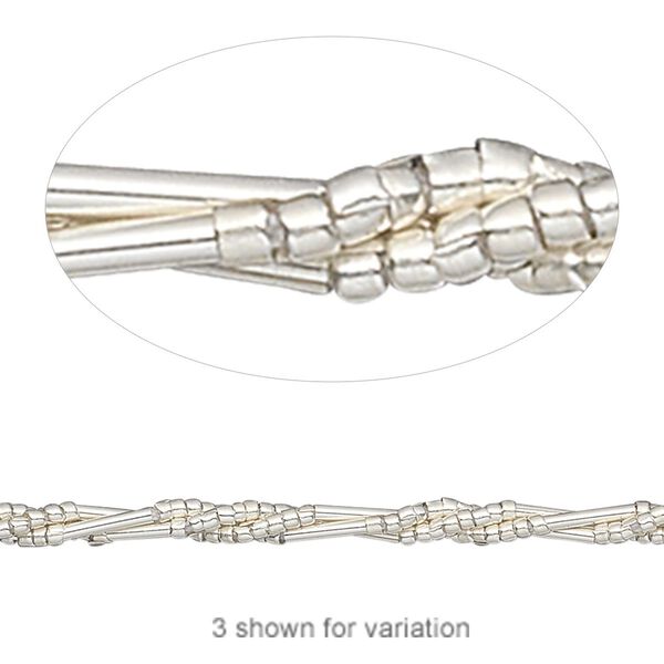 Bead mix 1pkg1 sterling silver, 8x1mm tube / 1mm round, 8 inch Hill Tribes image number 0