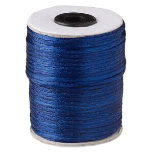 Cord, Satinique&trade;, satin, navy blue, 2mm. Sold per 200-foot spool.
