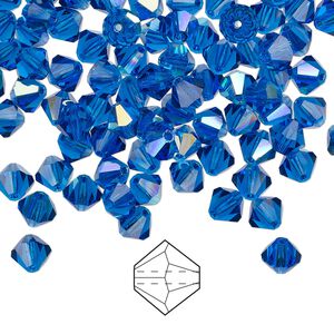 Bead 24pk Capri blue AB, Preciosa Czech crystal 5mm bicone