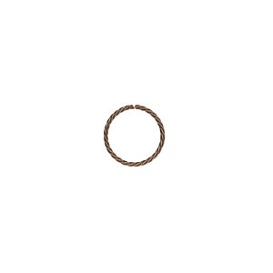 Jump ring 1pkg100 gold-plated, 10mm twisted round, 21 gauge / 8.4mm inside diameter / brass / antique