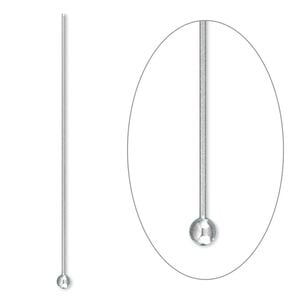 Head pin 1pkg50 stainless steel, 1.5 inch / 2mm ball tip, 24 gauge