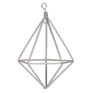 Wire frame, imitation rhodium-finished steel, 4-1/2 x 3-inch teardrop. Sold individually.