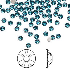 Flat back 1440pk blue zircon foil back, Swarovski&reg; 3-3.2mm rose round SS12 2088