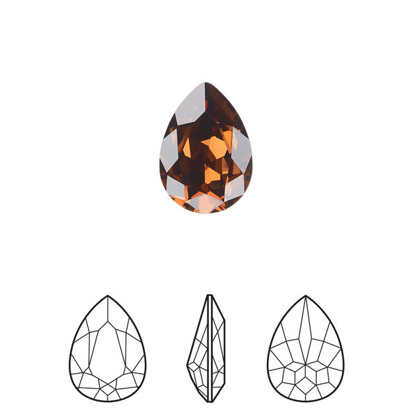 Fancy stone 1pkg144 smoked topaz foil back, Swarovski&reg; ReCreated&trade;, 14x10mm pear 4320 image number 0