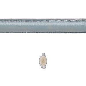 Cord, leather and cotton (dyed), grey, 7-8mm double-stitched flat. Sold per 1-yard section.