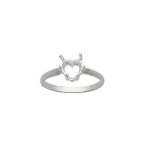 Ring, Sure-Set&trade;, sterling silver, 7mm pre-notched 6-prong heart basket setting, size 7. Sold individually.