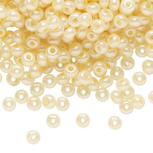 Seed bead, Preciosa Ornela Czech glass, pkg/50g, #6 rocaille, opaque luster light cream pearl, (47113).