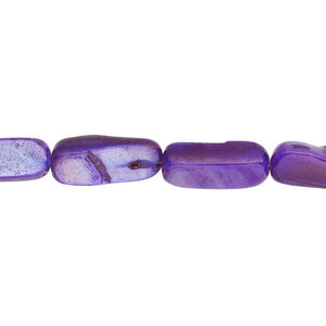Mother-of-pearl shell 1pkg1, stick bead 15 inch royal purple 12x5mm-15x8mm