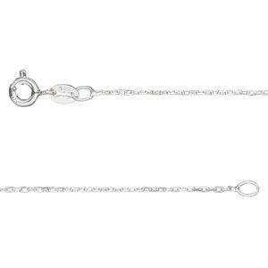 Chain 1pkg1 sterling silver cable, 1mm / springring clasp, Gossamer&trade; 14 inch